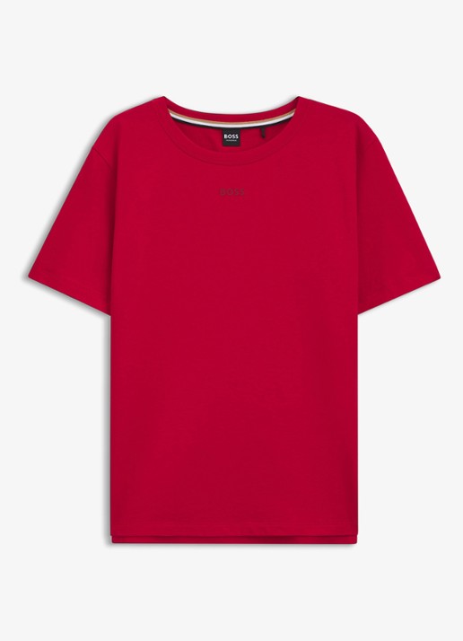 BOSS Pyjamashirt van stretchkatoen met logoprint - voorkant bright red-620 / rood