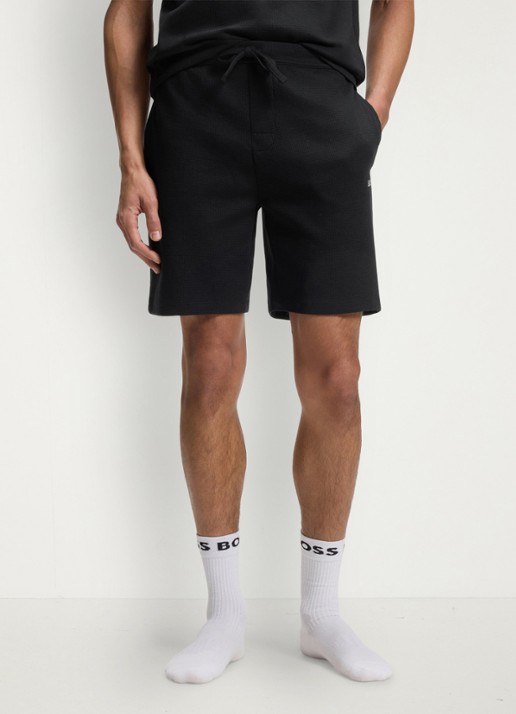 BOSS Pyjamashort van een katoenmix met logostiksel - detail 6 black-001 / zwart