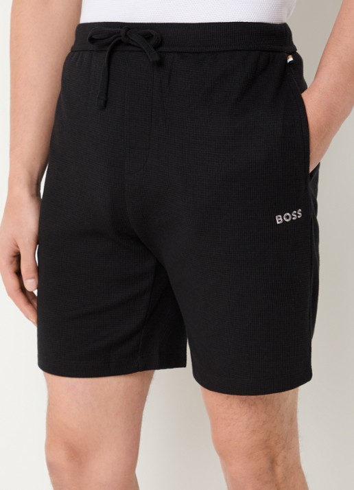 BOSS Pyjamashort van een katoenmix met logostiksel - detail 8 black-001 / zwart