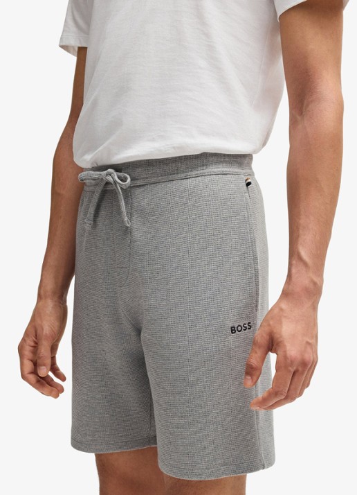BOSS Pyjamashort van een katoenmix met logostiksel - detail 2 medium grey-033 / grijs