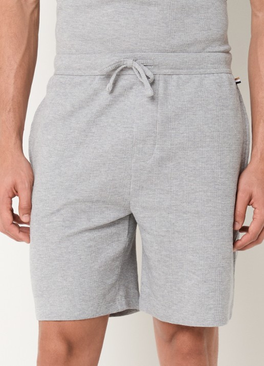 BOSS Pyjamashort van een katoenmix met logostiksel - detail 3 medium grey-033 / grijs