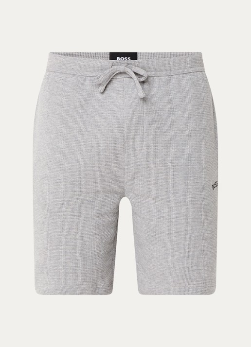 BOSS Pyjamashort van een katoenmix met logostiksel - voorkant 6 medium grey-033 / grijs