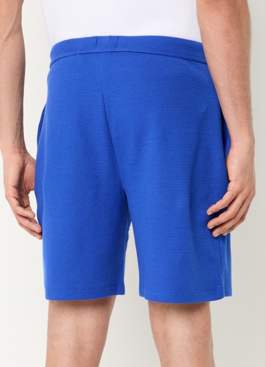 BOSS Pyjamashort van een katoenmix met logostiksel - achterkant 3 bright blue-430 / blauw