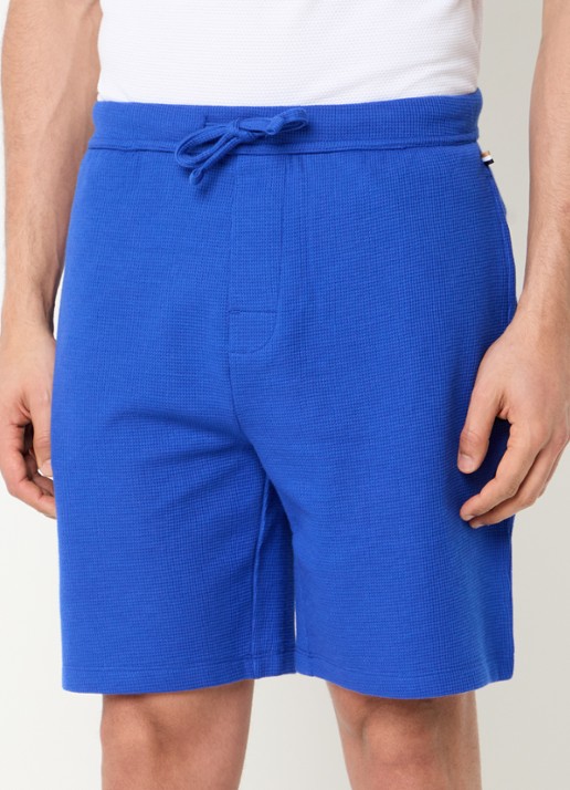BOSS Pyjamashort van een katoenmix met logostiksel - detail 4 bright blue-430 / blauw