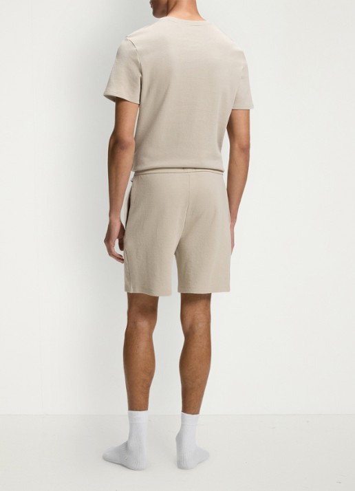 BOSS Pyjamashort van een katoenmix met logostiksel - achterkant light beige-275 / beige