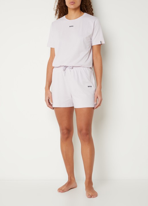 BOSS Pyjamashort van stretchkatoen met logokoorden - voorkant 3 light/pastel purple-530 / paars