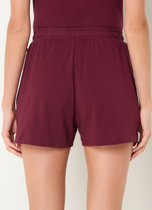 BOSS Pyjamashort van stretchkatoen met logokoorden - achterkant 4 dark red-601 / rood