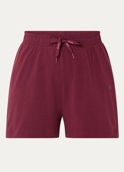 BOSS Pyjamashort van stretchkatoen met logokoorden - voorkant 2 dark red-601 / rood