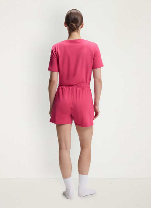BOSS Pyjamashort van stretchkatoen met logokoorden - achterkant medium pink-661 / roze