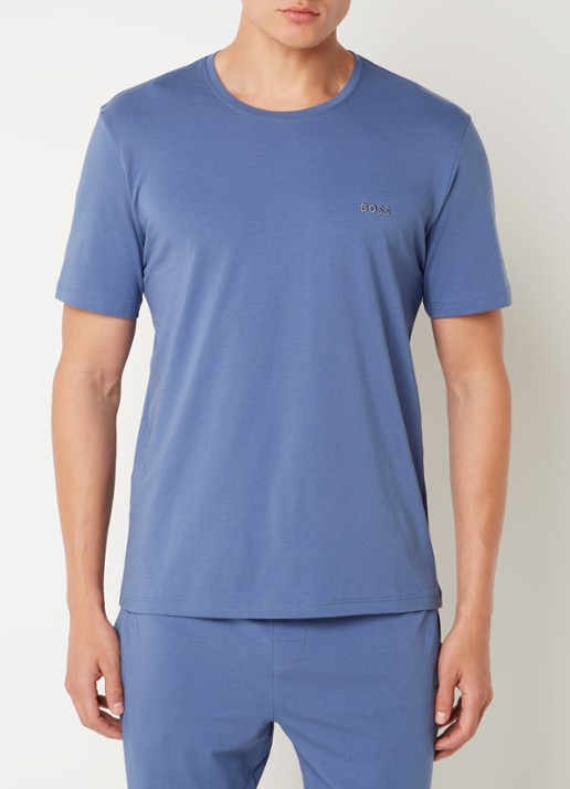 BOSS Pyjamatop met logo - detail 3 blauw