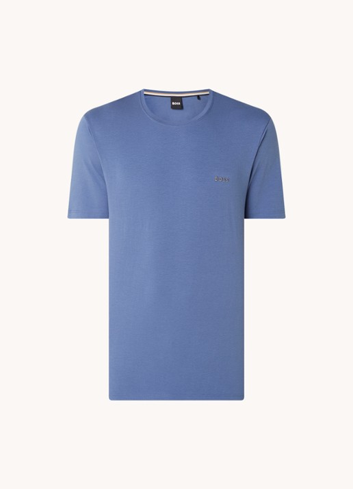 BOSS Pyjamatop met logo - voorkant blauw