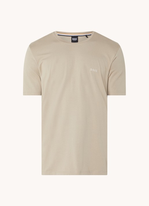 BOSS Pyjamatop met logo - voorkant beige