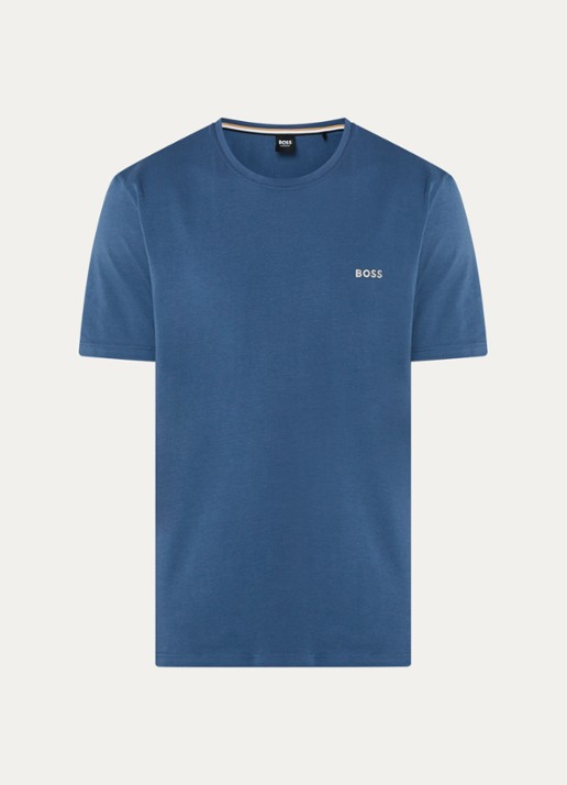 BOSS Pyjamatop met logo - voorkant staalblauw