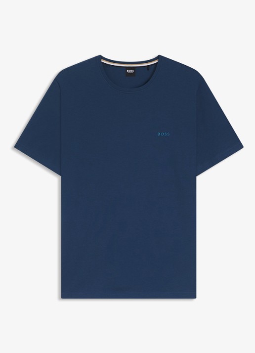 BOSS Pyjamatop met logo - voorkant petrol