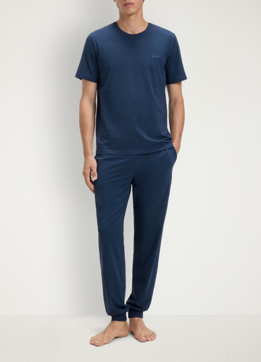 BOSS Pyjamatop met logo - voorkant 2 petrol