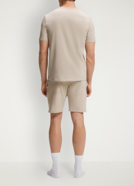 BOSS Pyjamatop met logo - achterkant 3 donkerbeige