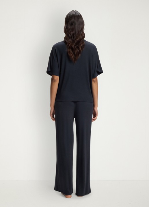 BOSS Pyjamatop met logo - achterkant donkerblauw