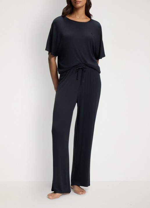 BOSS Pyjamatop met logo - voorkant 4 donkerblauw