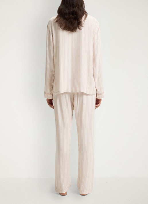 BOSS Pyjamatop met streepprint  - achterkant lichtroze
