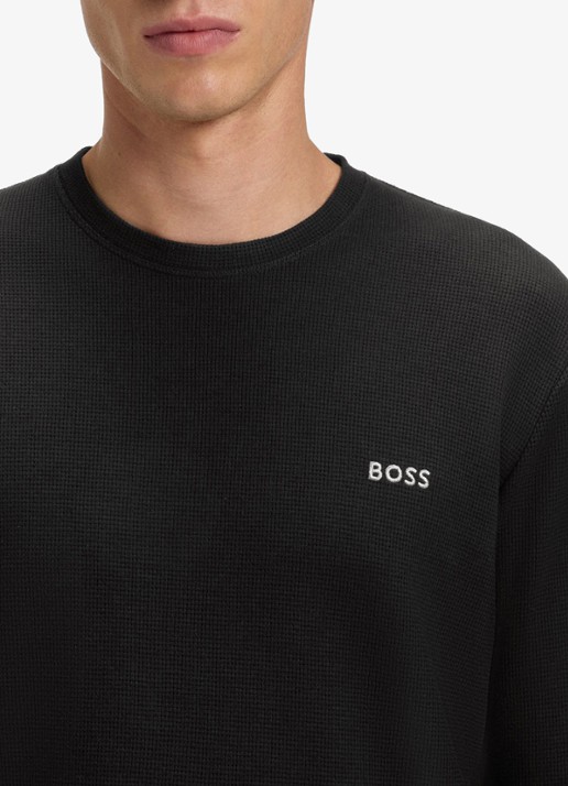 BOSS Pyjamatop met structuur en logo - detail 5 zwart