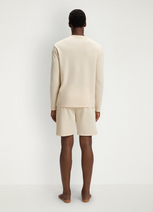 BOSS Pyjamatop met structuur en logo - achterkant 5 beige