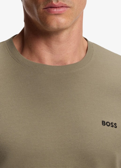 BOSS Pyjamatop met structuur en logo - detail 4 bruin