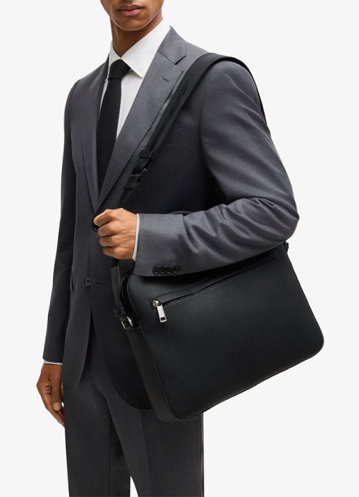 BOSS Ray laptoptas met laptopvak en afneembare schouderriem - detail 6 zwart