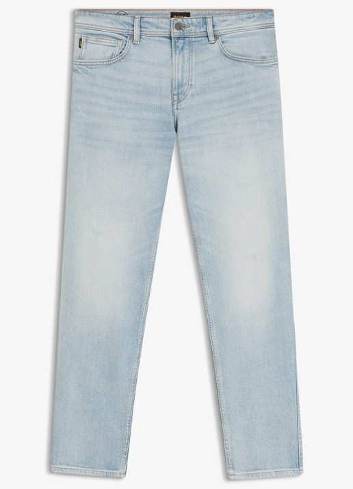 BOSS RE.MAINE-1-BO straight fit jeans met lichte wassing - voorkant 5 light/pastel blue-453 / blauw