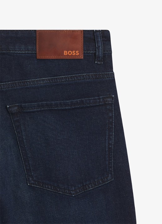 BOSS Re.Maine regular fit jeans met donkere wassing - detail 4 donkerblauw