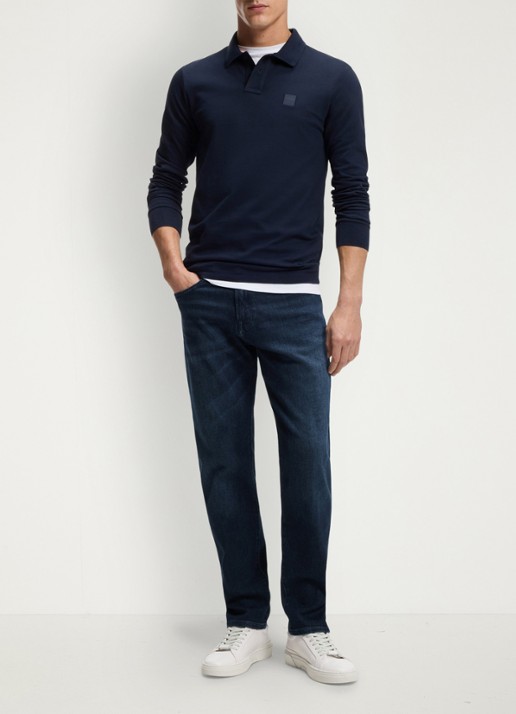 BOSS Re.Maine regular fit jeans met donkere wassing - voorkant 7 donkerblauw