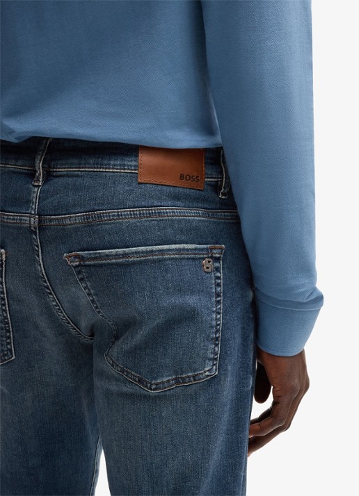 BOSS Re.Maine straight leg jeans met medium wassing - detail 6 indigo