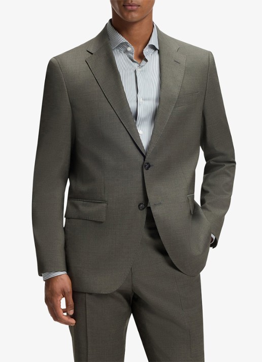BOSS Regular fit 2-delig pak van gemêleerde stretchwol - voorkant open green-347 / groen