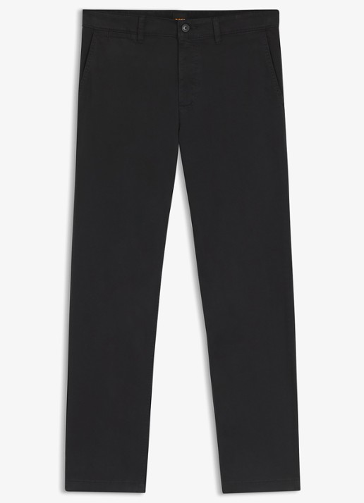 BOSS Regular-fit broek van elastisch katoenen satijn - voorkant 6 zwart