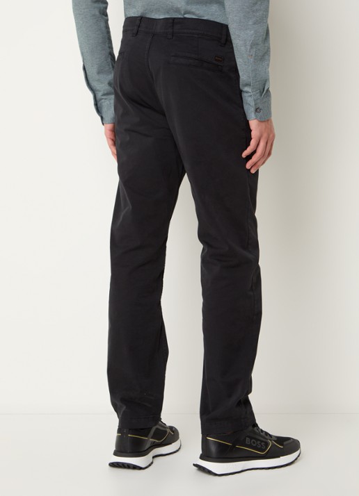 BOSS Regular-fit broek van elastisch katoenen satijn - achterkant 10 zwart