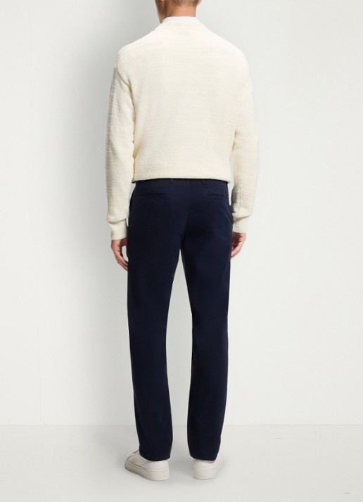 BOSS Regular-fit broek van elastisch katoenen satijn - achterkant 4 donkerblauw