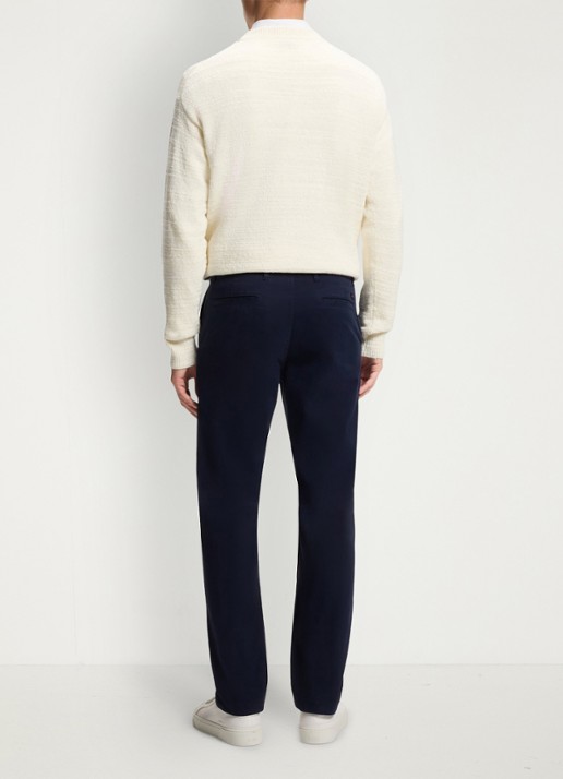 BOSS Regular-fit broek van elastisch katoenen satijn - achterkant 4 donkerblauw
