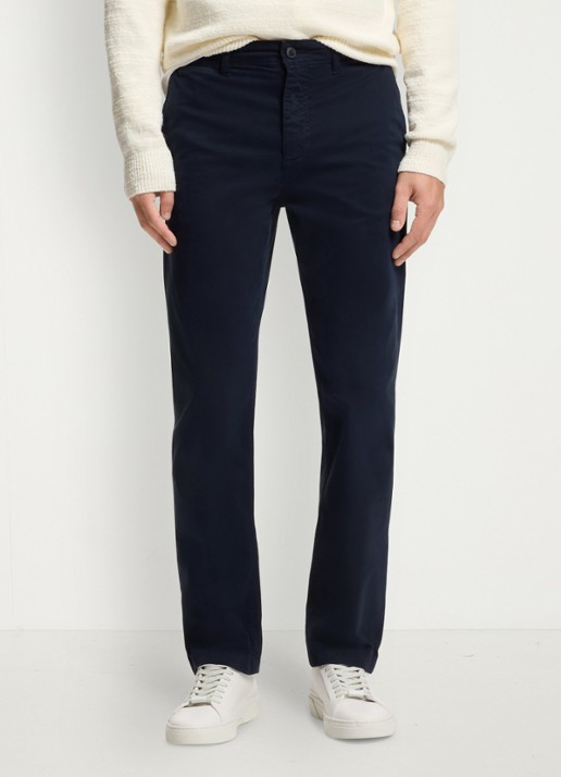 BOSS Regular-fit broek van elastisch katoenen satijn - detail 6 donkerblauw