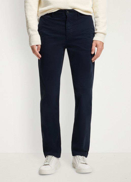 BOSS Regular-fit broek van elastisch katoenen satijn - detail donkerblauw
