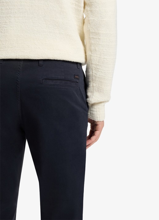 BOSS Regular-fit broek van elastisch katoenen satijn - detail 7 donkerblauw