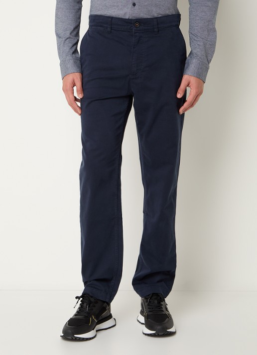 BOSS Regular-fit broek van elastisch katoenen satijn - detail 9 donkerblauw