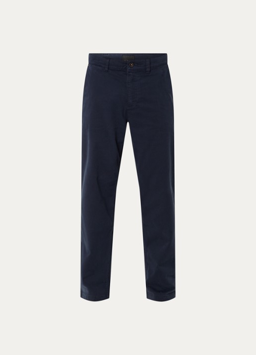 BOSS Regular-fit broek van elastisch katoenen satijn - voorkant 3 donkerblauw
