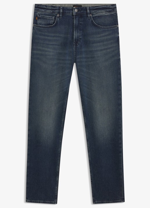 BOSS Regular fit jeans met steekzakken - voorkant 5 donkerblauw