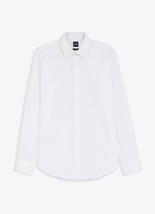 BOSS Regular fit overhemd in katoenblend - voorkant 5 wit