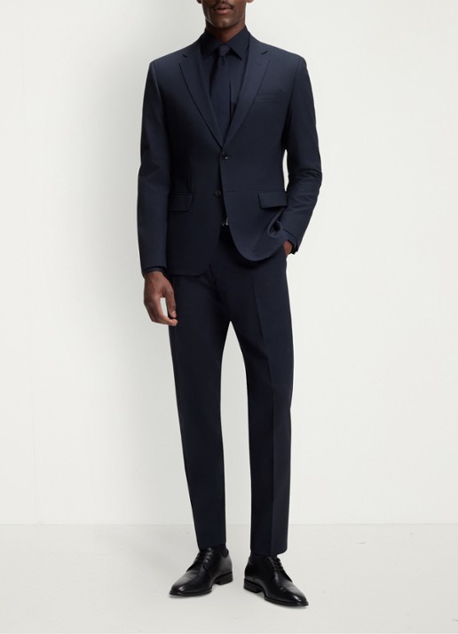 BOSS Regular fit overhemd in katoenblend - voorkant 6 donkerblauw