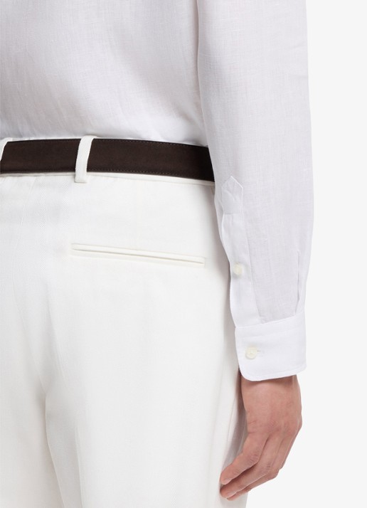BOSS Regular fit overhemd in linnen met kent kraag - detail 6 wit