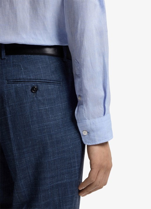 BOSS Regular fit overhemd in linnen met kent kraag - detail 6 lichtblauw