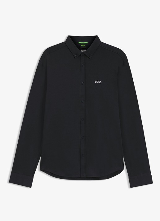 BOSS Regular fit overhemd met logo - voorkant zwart