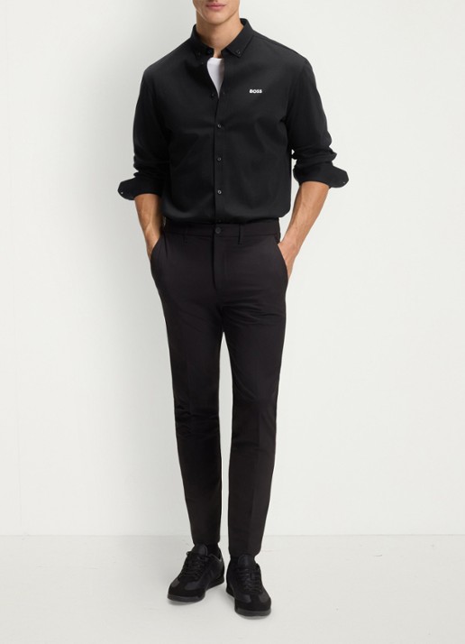BOSS Regular fit overhemd met logo - voorkant 2 zwart