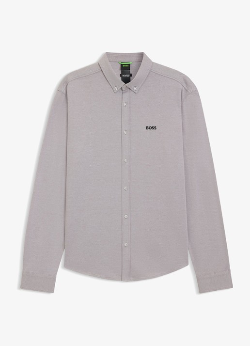 BOSS Regular fit overhemd met logo - voorkant 5 grijs
