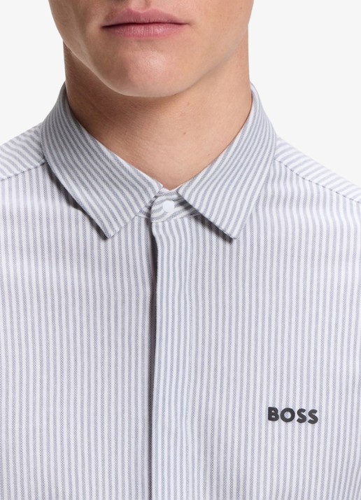 BOSS Regular fit overhemd met streepprint - detail 4 dark grey-026
